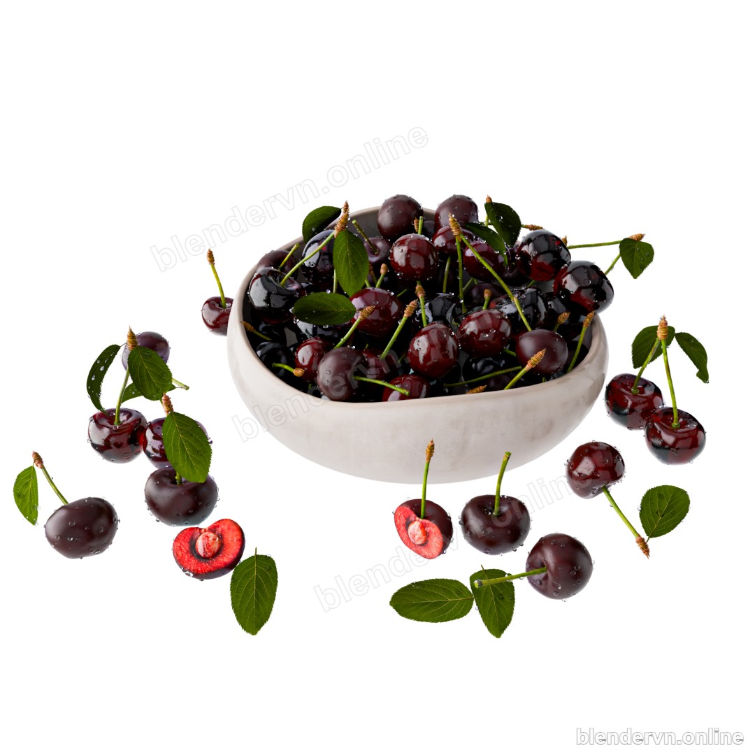 Modern Ceramic Bowl with Cherries and Vase