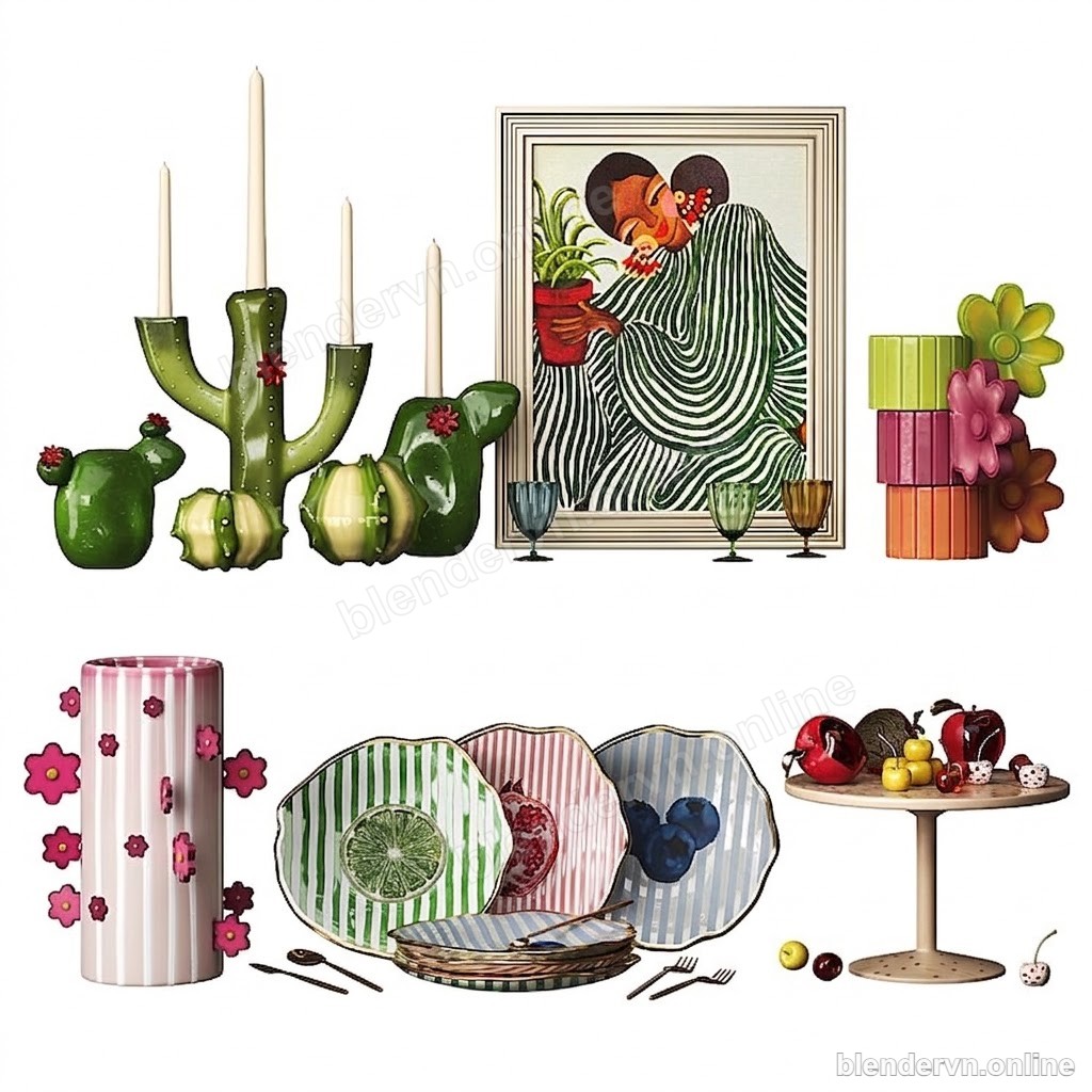 Modern Dining Set with Decor